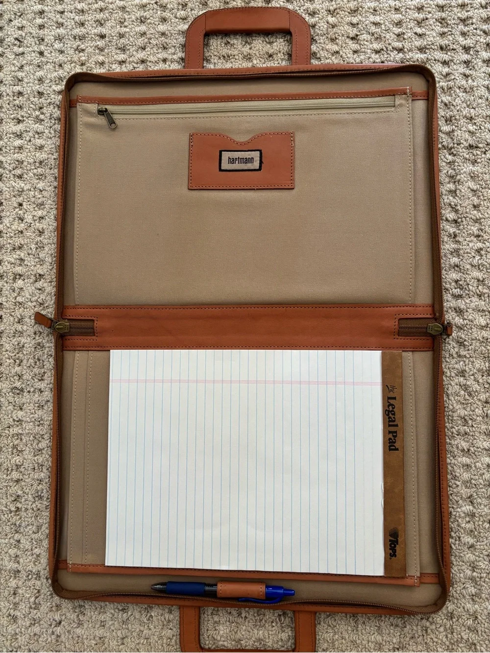Hartmann Briefcase Tan Leather Top Handles